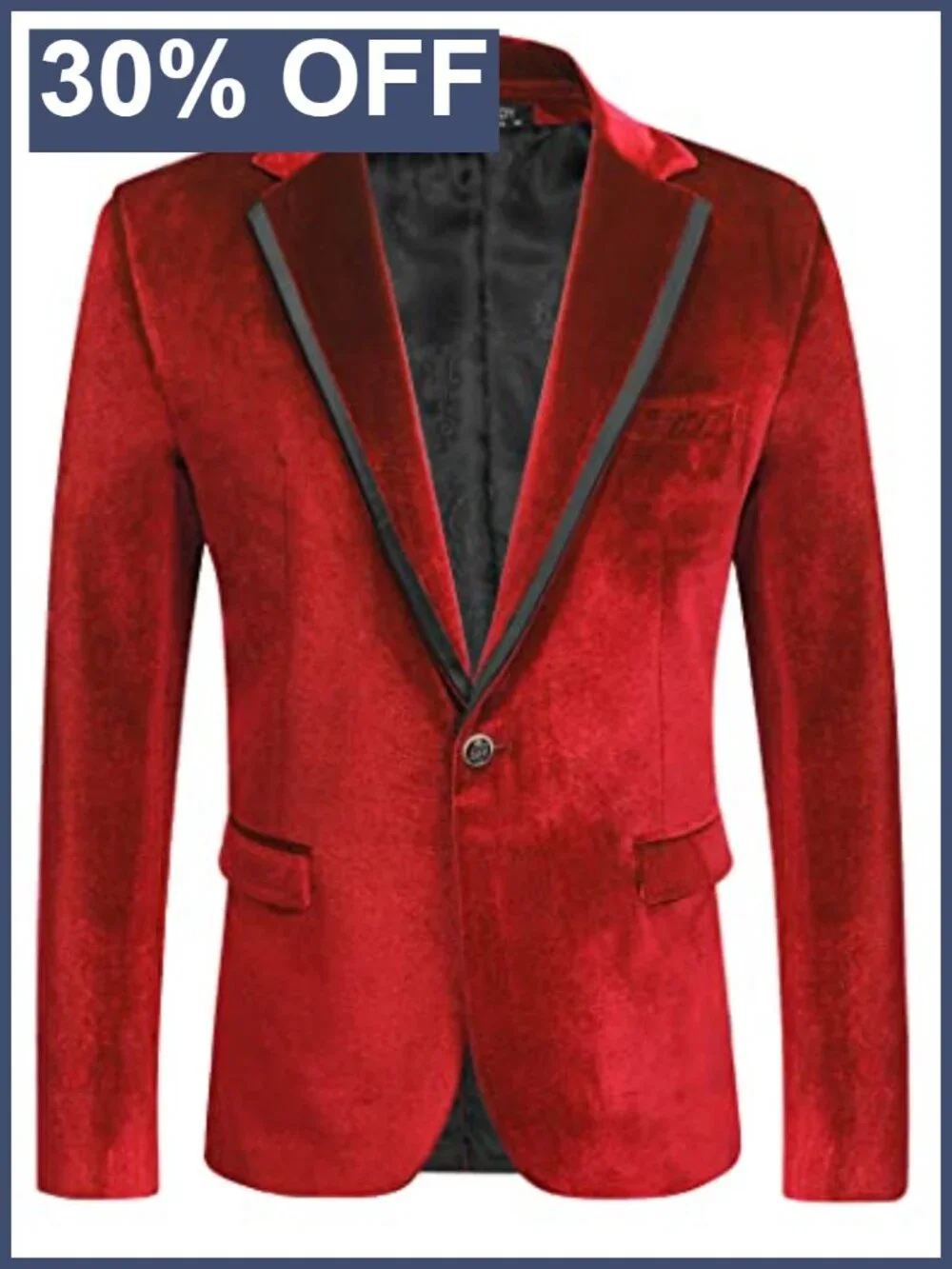 Vintage Velvet Tuxedo Jacket Men's One Button Slim Fit Blazer
